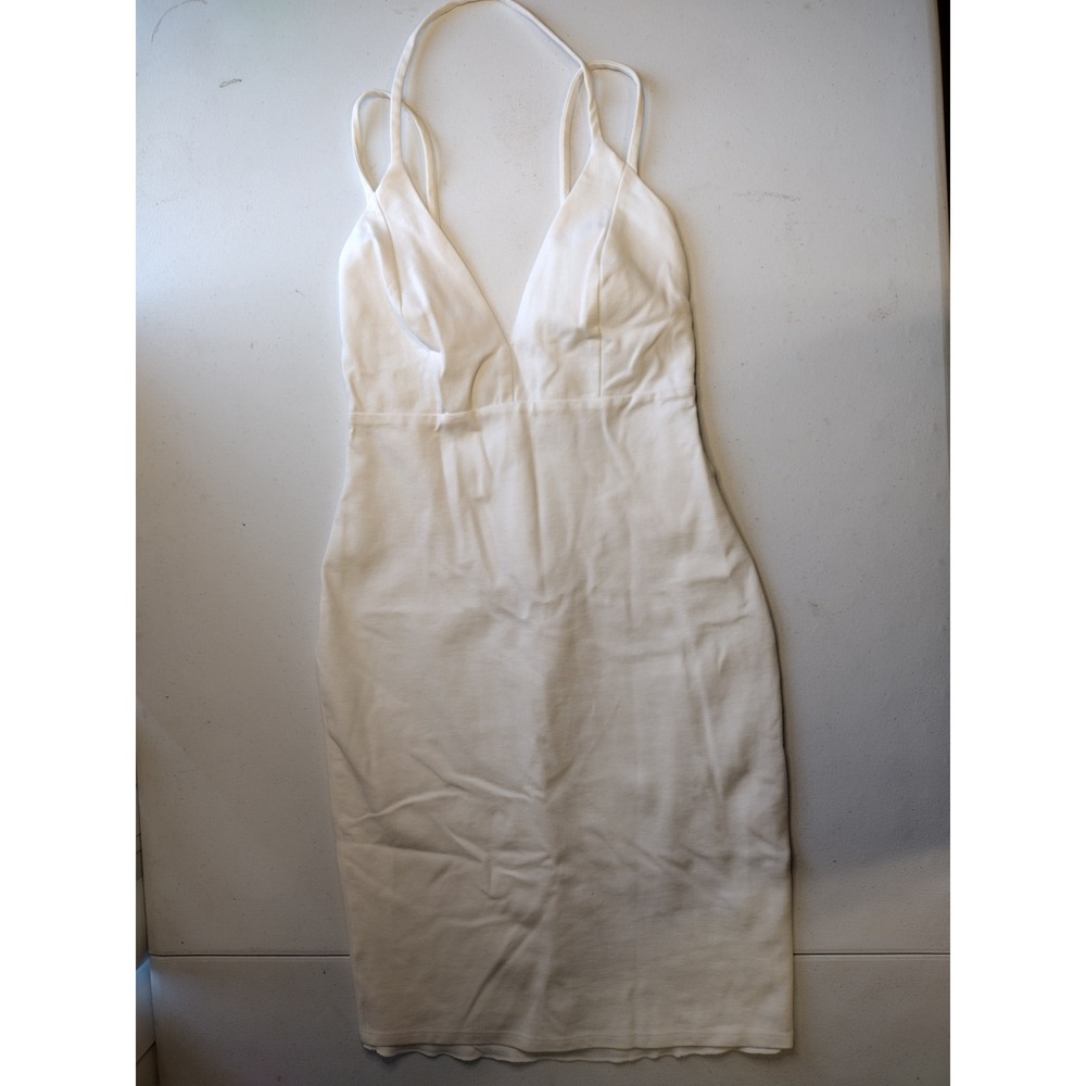 Lulus Cream V Neck Spaghetti‎ Strap Bodycon Mini Dress Size S